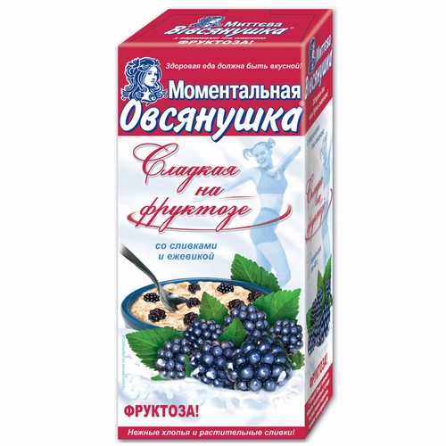 Каша «Овсяночка Сладкая на фруктозе» со сливками и ежевикой